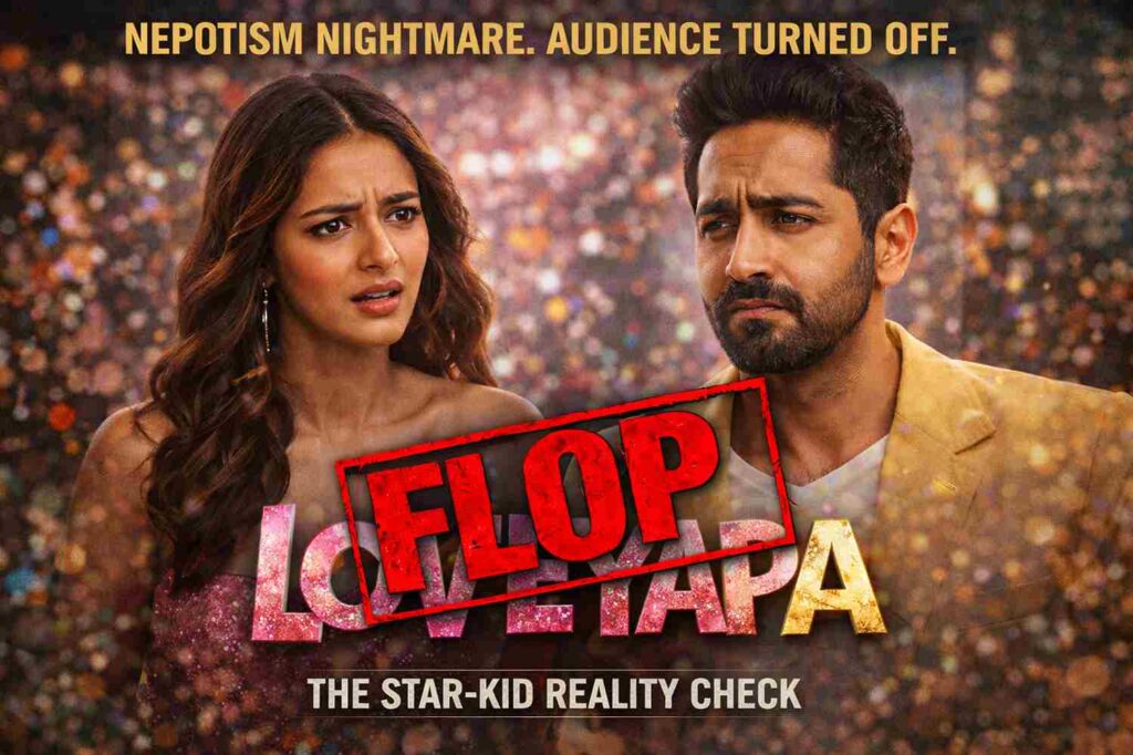 Junaid Khan and Khushi Kapoor in a romantic poster for the film Loveyapa.