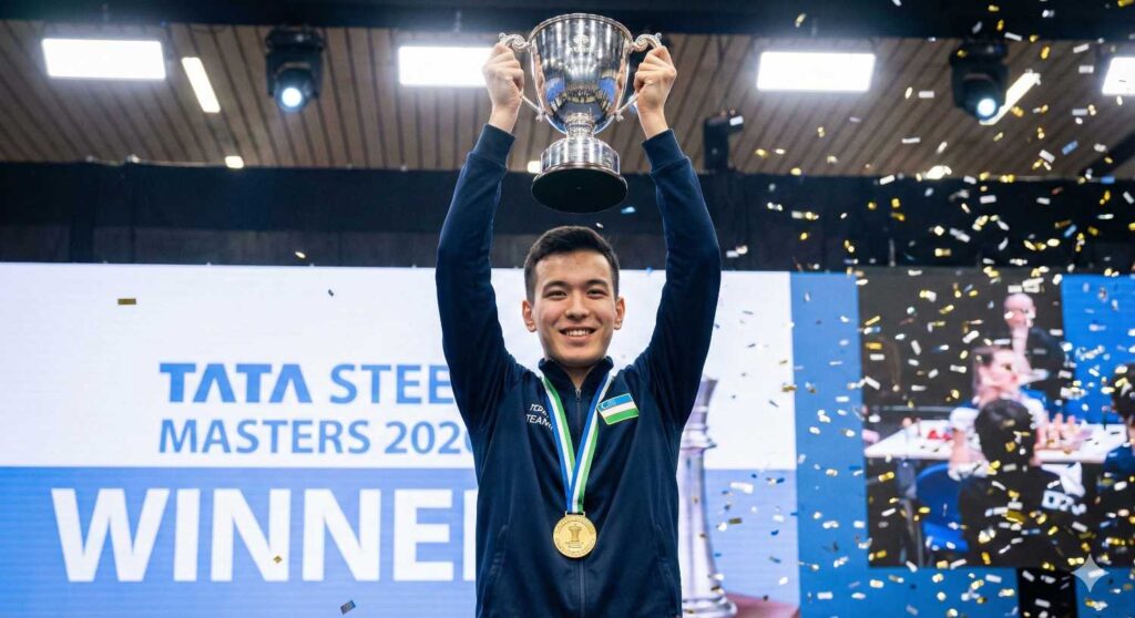 Nodirbek Abdusattorov uzbekistan grandmaster winning tata steel masters 2026.